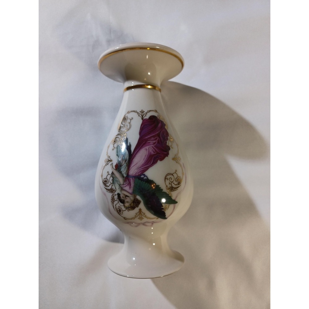 Vintage‎ Lenox Glorious Angel Vase White China White Gold Trim Religious Decor